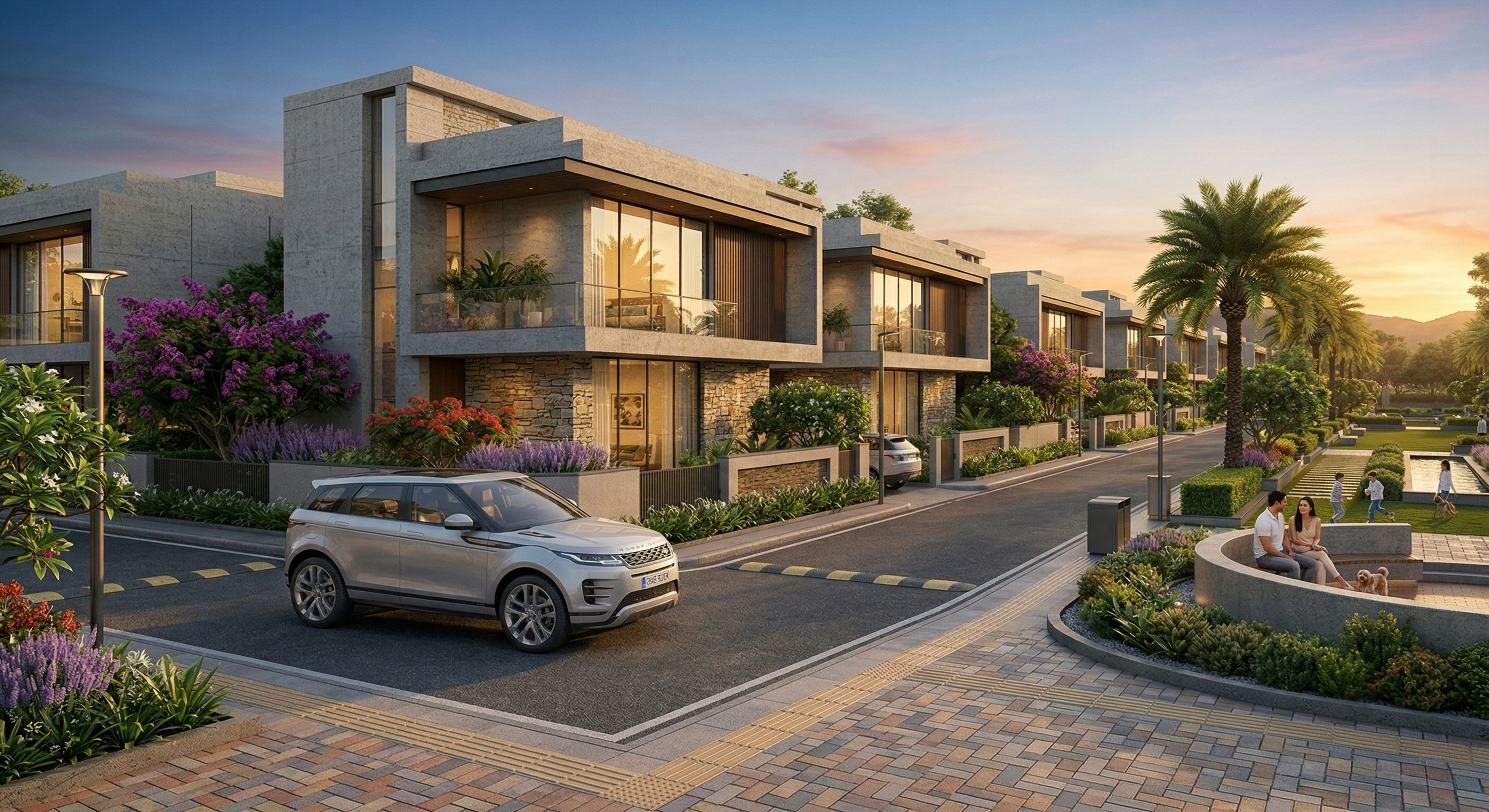 Modern residential complex 3D exterior visualization Modern residential complex 3D exterior visualization